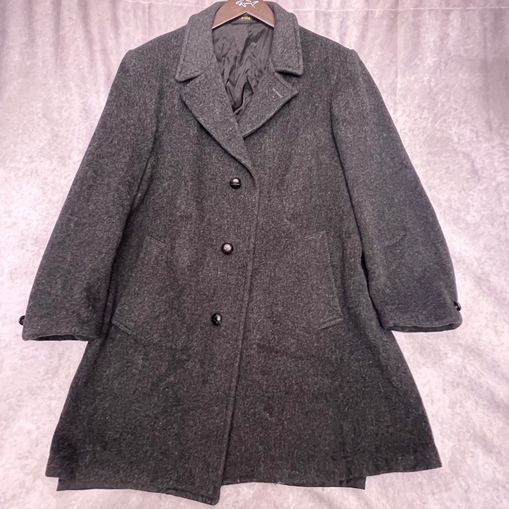 Casualcraft Overcoat Mens 42 Long Gray Excellent Vintage Wool Blend Made in USA